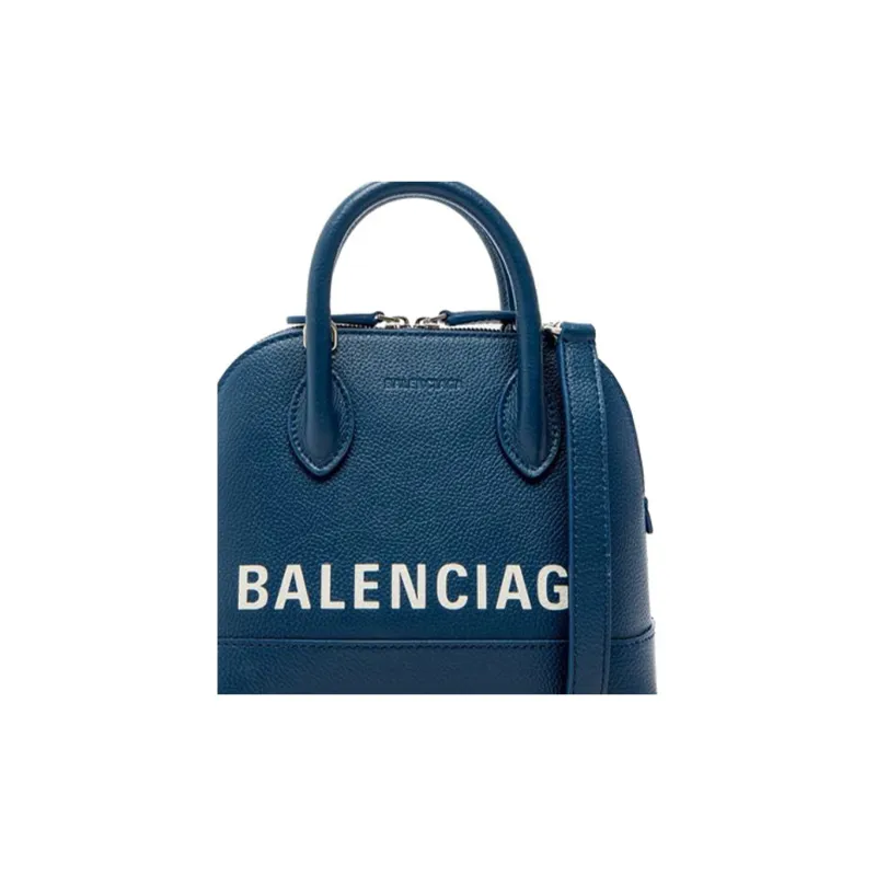 Balenciaga Ville Grain Leather Shoulder Bag, Crossbody Bag, Handbag Women's Blue-4