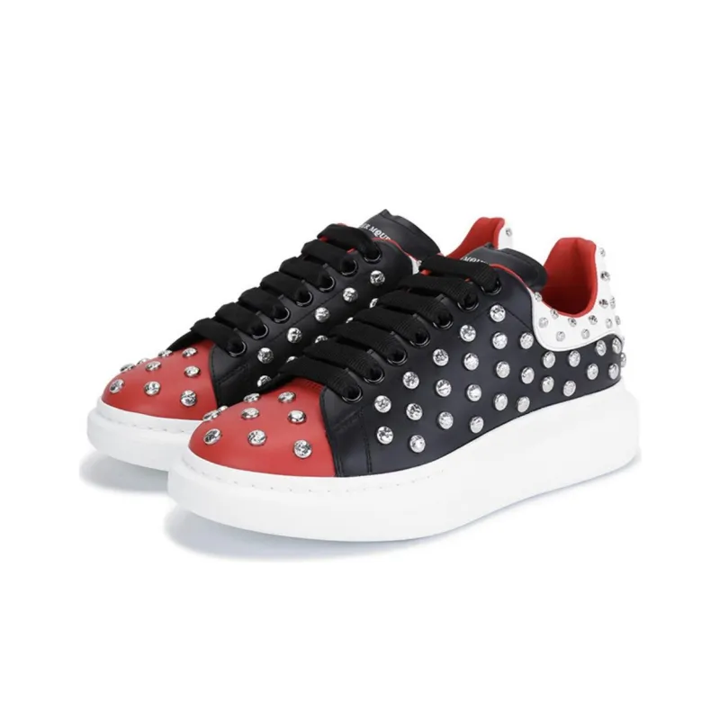 Alexander McQueen Oversized Low Top Skateboard Shoes Men's Black Red-2