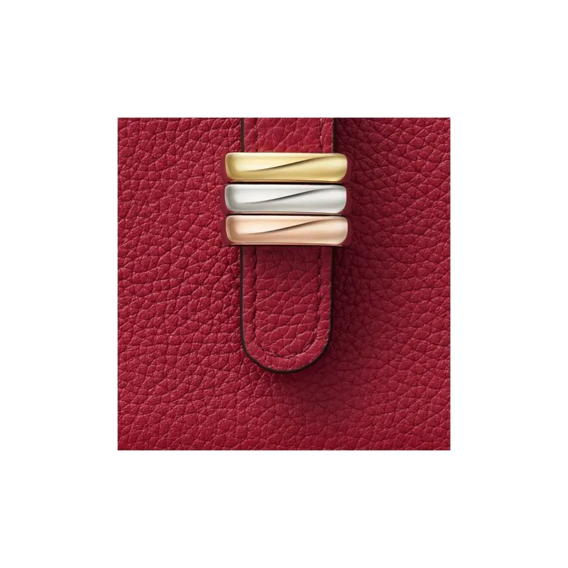 CARTIER Trinity Series Textured Calfskin Card Holder Women's Red-3