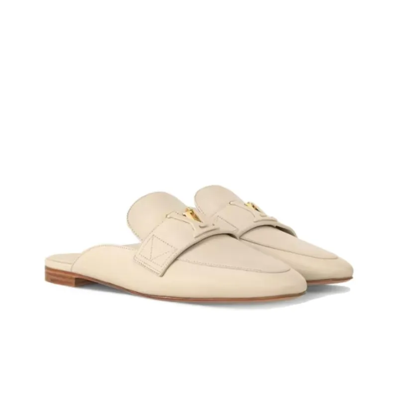 LOUIS VUITTON Capri Quiet Closed Toe Slippers Women's White-2