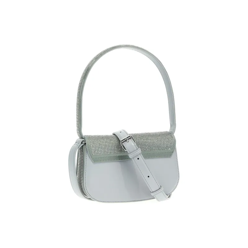 DIESEL Calfskin Handbag Shoulder Bag Crossbody Bag Unisex Silver-1