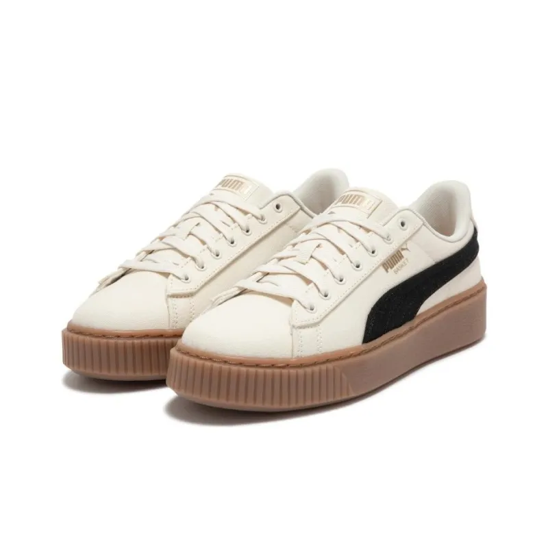 PUMA Basket Platform Canvas 'Beige Black' Women's-3