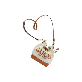 GUCCI Cotton Linen Blend Canvas Canvas Bag Bucket Bag Crossbody Bag Shoulder Bag Mini Women's Beige