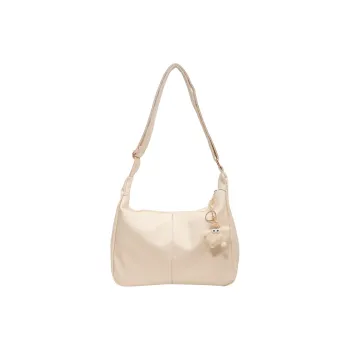 Dusen Kangaroo PU Shoulder Bag Regular Women's Ecru/Black