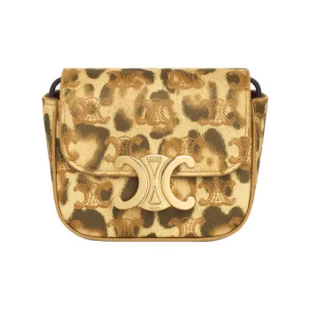 CELINE Triomphe Calfskin Trim Shoulder Bag Crossbody Bag Mini Women's Leopard Print