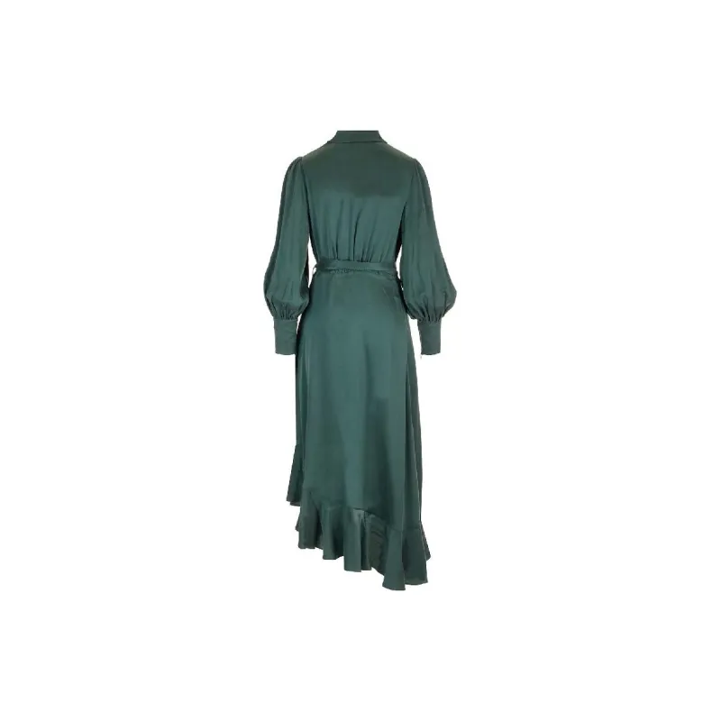 Zimmermann Long-sleeve Wrap Silk Midi Dress-1