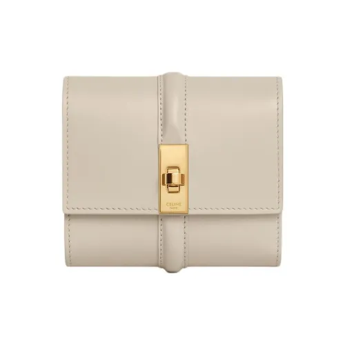 CELINE Calfskin Wallet Small Size Women's Light Stone