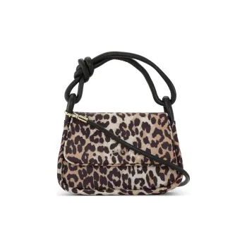 GANNI Recycled Polyester Shoulder Bag Crossbody Bag Handbag Women's Leopard Print