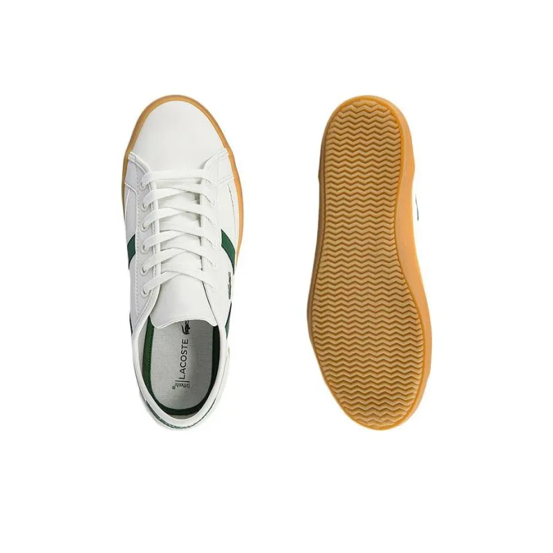 LACOSTE Low Top Skateboard Shoes Women's White Green-3