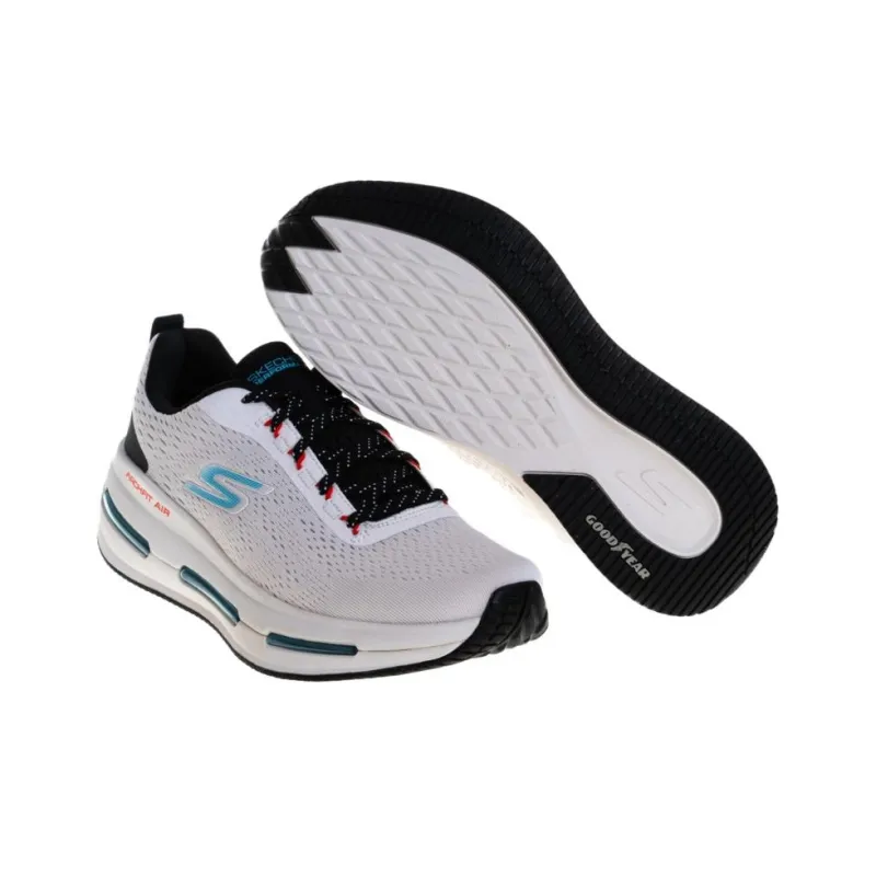 Skechers GO RUN MAX CUSHIONING ARCH FIT AIR Cushioning Wear-Resistant Low-Top Running Shoes Men's White Blue-4