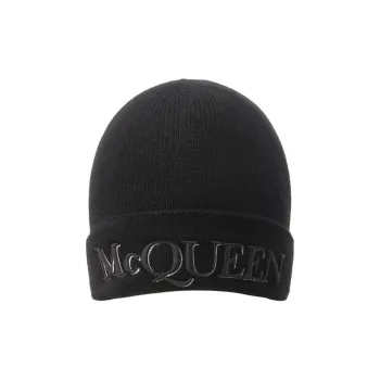 Alexander McQueen Logo Embroidered Turn Up Brim Beanie