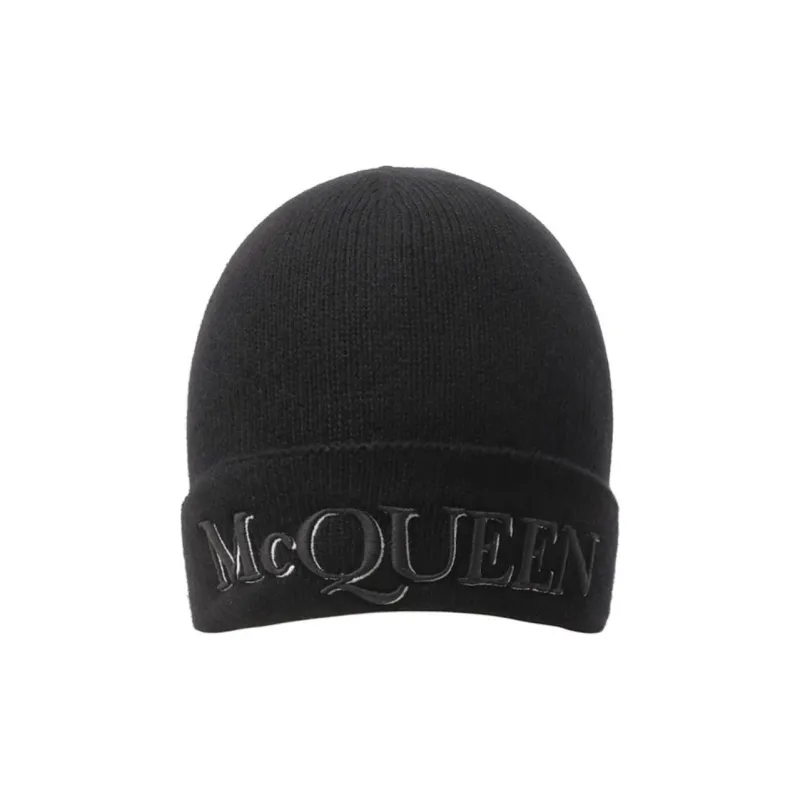 Alexander McQueen Logo Embroidered Turn Up Brim Beanie-0