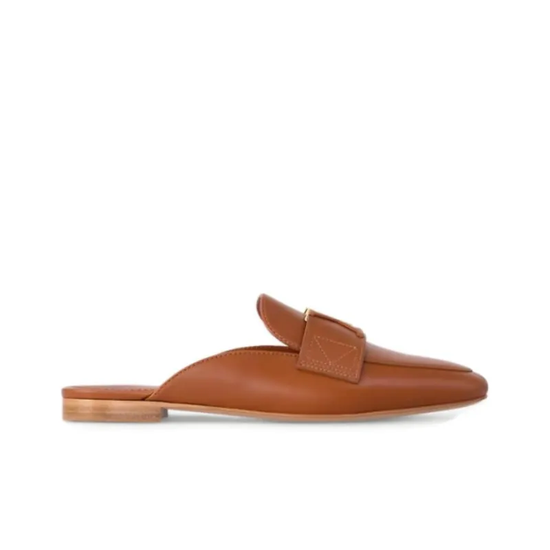 LOUIS VUITTON Capri Rubber Sole Quiet Closed Toe Slippers Women's Brown-1