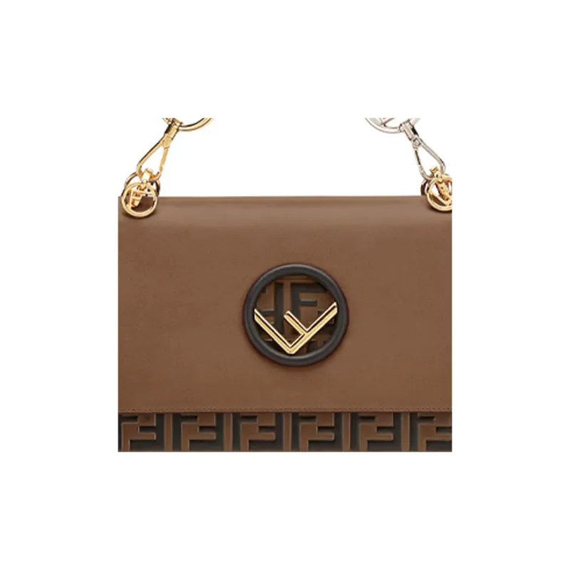 FENDI Kan I Cow Leather Crossbody Handbag Shoulder Bag Women's Chocolate-5
