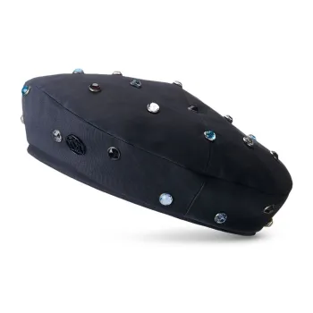 Maison Michel Cotton Crystal Decoration Berets Unisex Blue Black