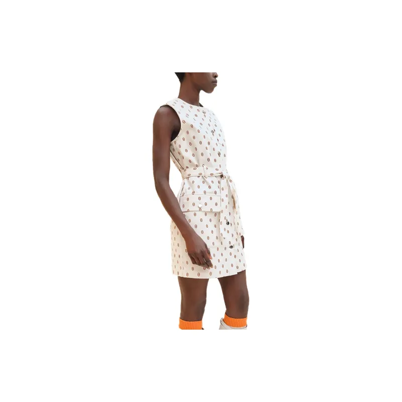 HERMES Sleeveless Dress Women's Light Yellow Umber-2