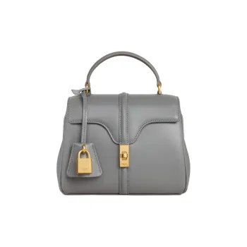 CELINE 16 Satin Calfskin Shoulder Bag Crossbody Bag Handbag Mini Women's Zinc Color