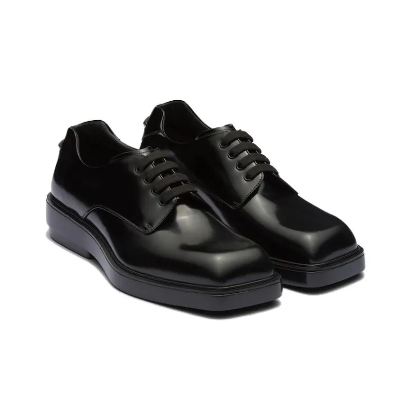 PRADA Fender Leather Derby Shoes-3