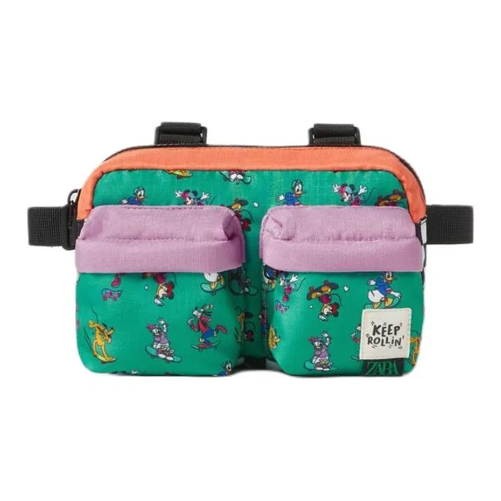 ZARA Disney Mickey Mouse Collaboration Polyester Sling Bag Fanny Pack Regular Women's Green-0