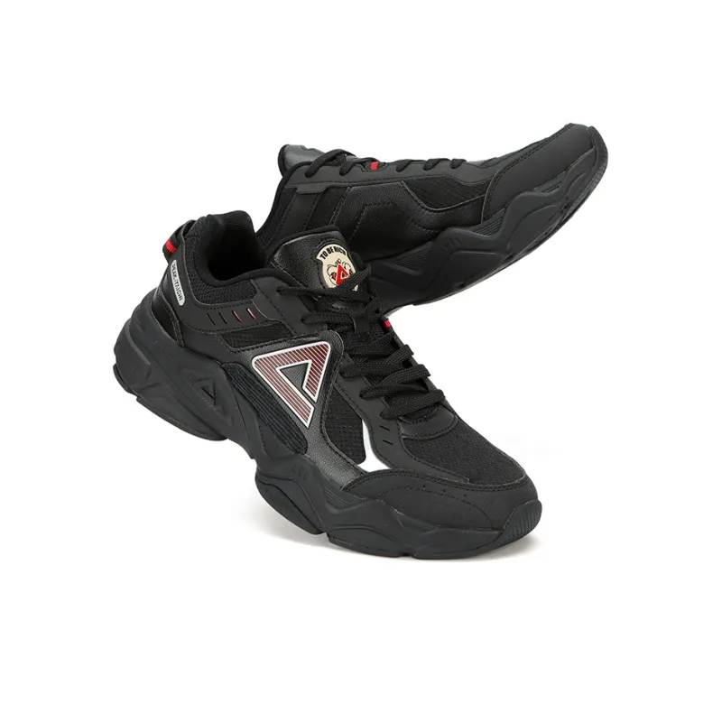 PEAK Classic Heritage Taichi Source Awakening Cushioning Height Increasing Low Top Chunky Sneakers Men's Black/Red-3