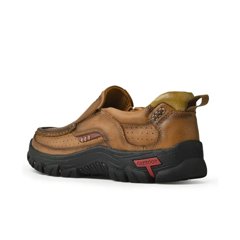 Laoks Men's Casual Shoes Men Low Top Khaki/Dark Brown/Black-2