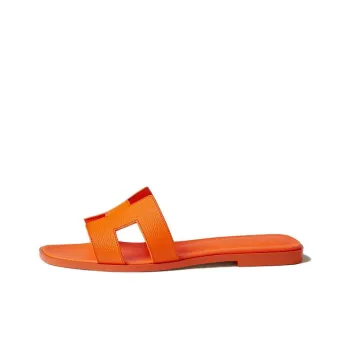HERMES Oran Rubber Sole Slide Slippers Women's Orange