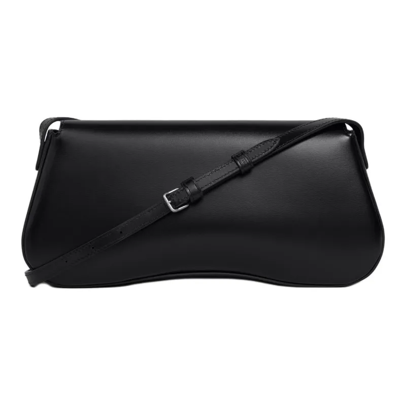 CELINE Shiny Calfskin Handbag Shoulder Bag Medium Size Women's Black-2