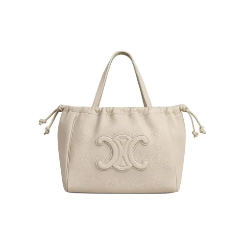 CELINE Cabas Grained Calfskin Shoulder Bag Crossbody Bag Handbag Small Size Women's Luminous Stone Color