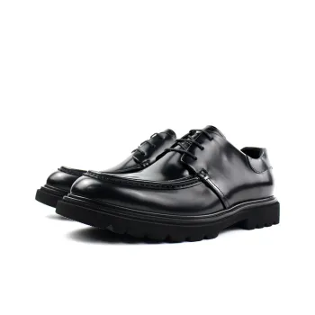 MYFULER Platform Height Increasing British Derby Shoes Business Casual Commute To Work Leather Shoes Men's Black