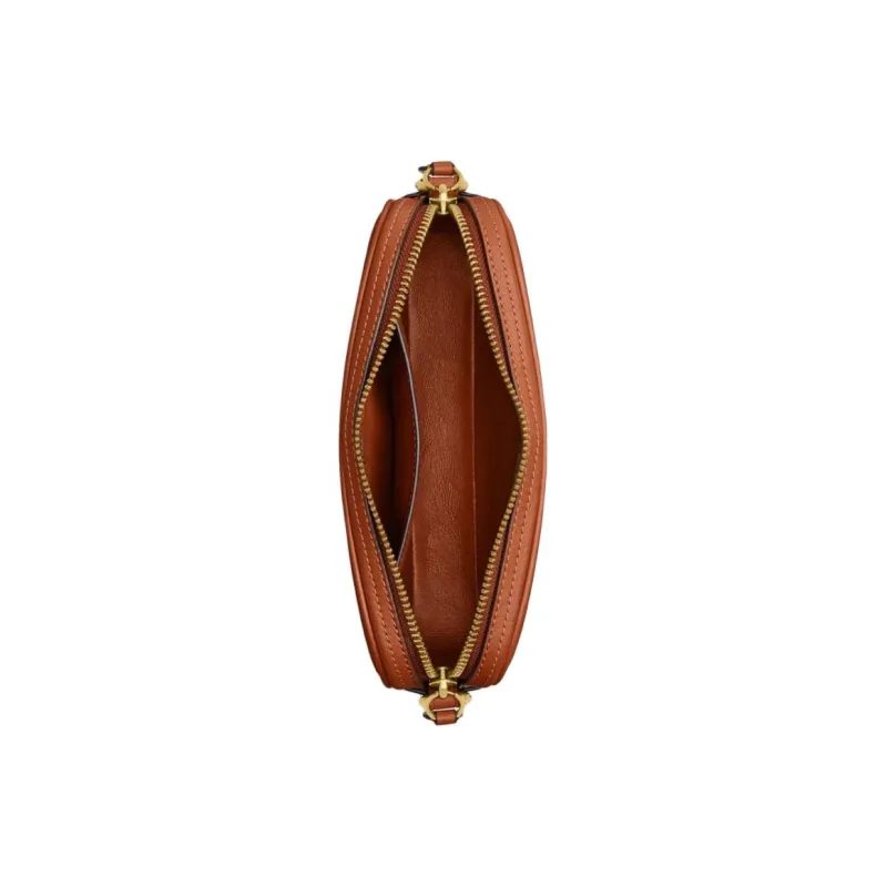 COACH Leather Portable Crossbody Bag, Shoulder Bag Trumpets Women's Polished Amber-1