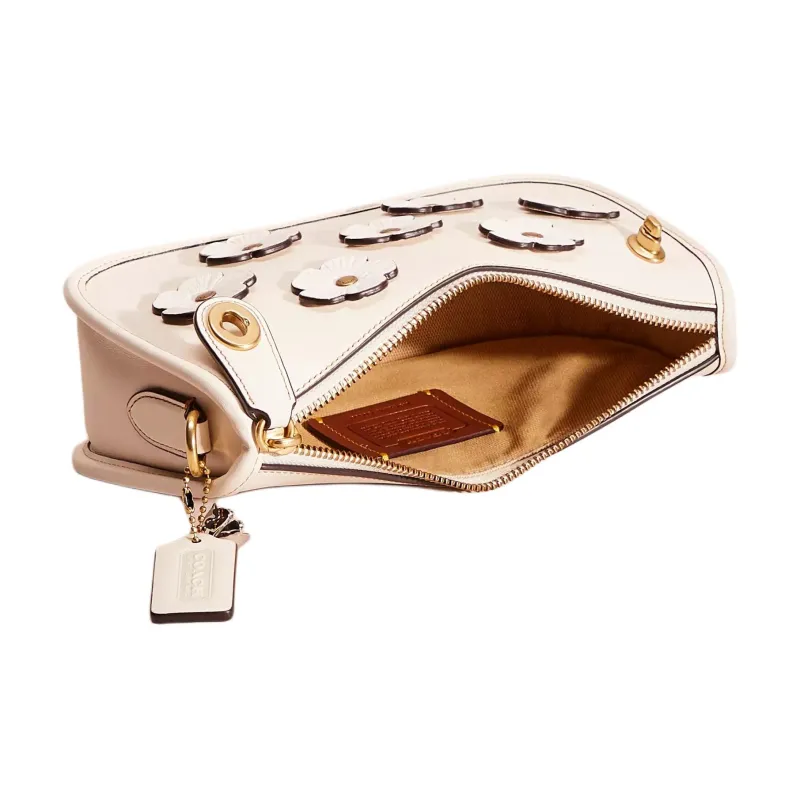 COACH Swinger Glove Tanning Shoulder Bag Handbag Shoulder Bag Medium Size Women's Brass & Chalk-2