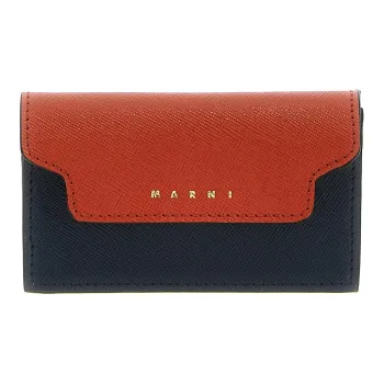 MARNI Calfskin Business Card Holder Women's Brown/Beige/Black