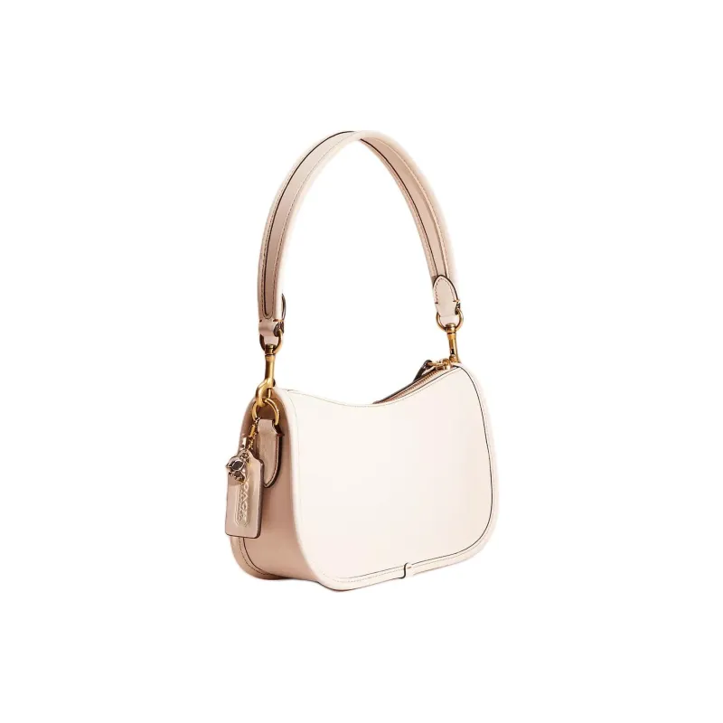 COACH Swinger Glove Tanning Shoulder Bag Handbag Shoulder Bag Medium Size Women's Brass & Chalk-1