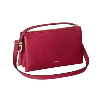 CARTIER Trinity Series Textured Calfskin Shoulder Bag Crossbody Bag Mini Women's Red