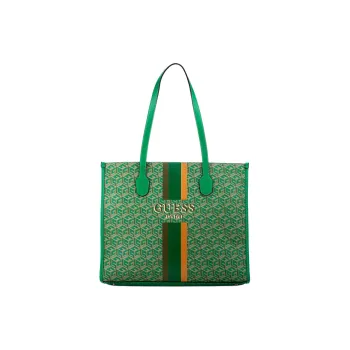 GUESS Leather Tote Bag Shopping Bag Handbag Medium Size Women's Forest Green