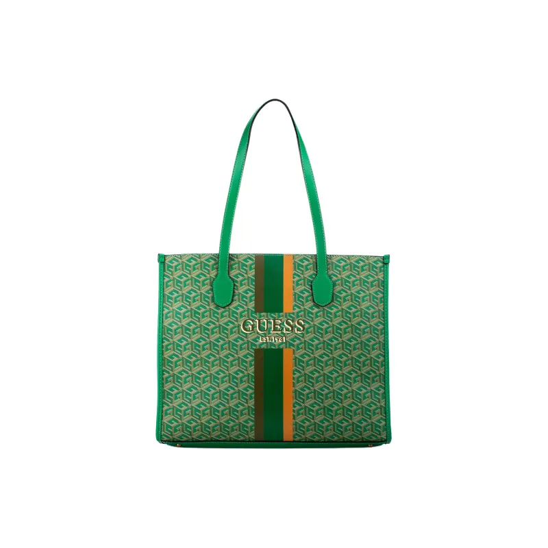 GUESS Leather Tote Bag Shopping Bag Handbag Medium Size Women's Forest Green-0