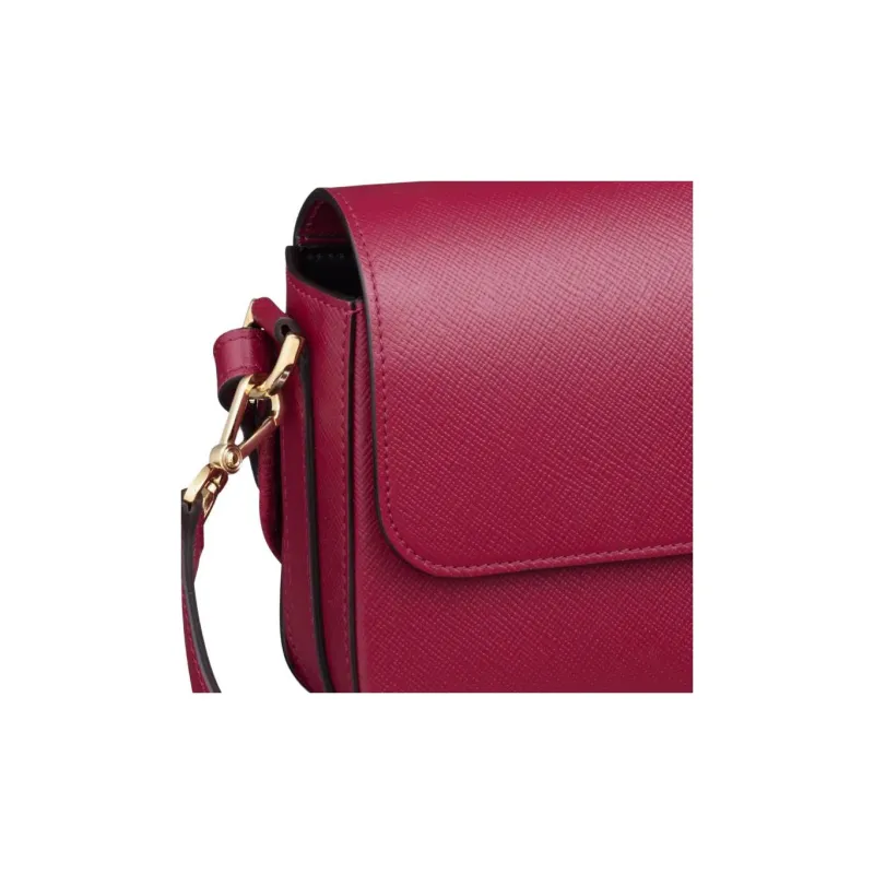 CARTIER C De Cartier Collection Textured Calfskin Shoulder Bag Crossbody Bag Cherry Red-5