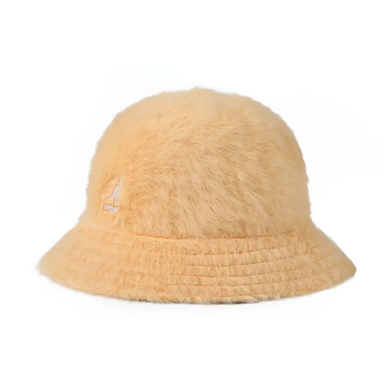 KANGOL Rabbit Fur Modified Acrylic Polyamide Bucket Hats Women's Yellow-1