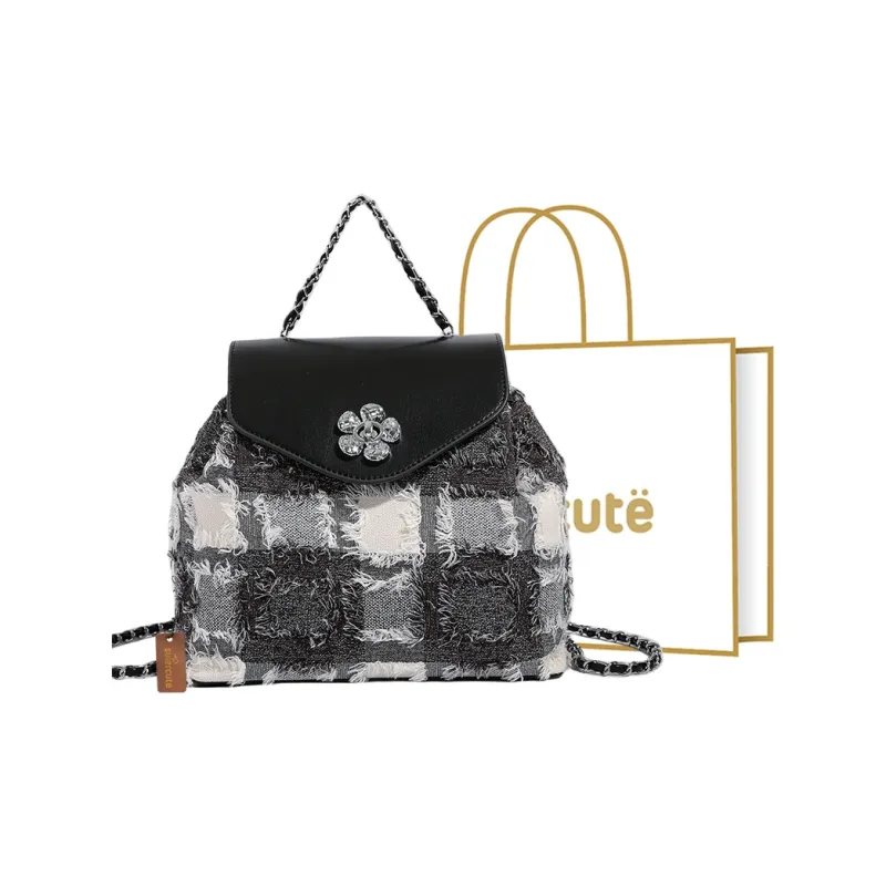 SUPERCUTE Canvas Backpack Women's Ecru/Gray/Black/Blue-4