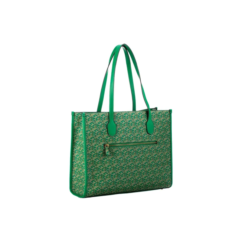 GUESS Leather Tote Bag Shopping Bag Handbag Medium Size Women's Forest Green-1