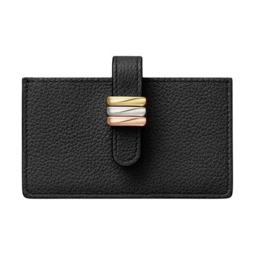 CARTIER Trinity Series Grain Cow Leather Wallet, Card Holder Women's Black