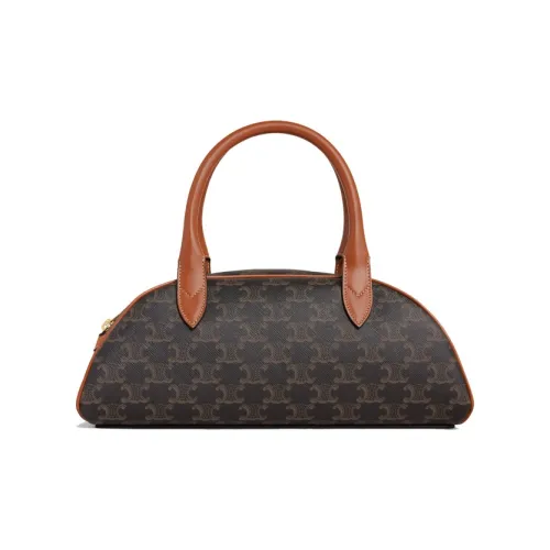 CELINE Canvas With Leather One Shoulder Handbag Medium Size Women's Tawny