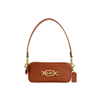 COACH Leather Portable Crossbody Bag, Shoulder Bag Trumpets Women's Polished Amber