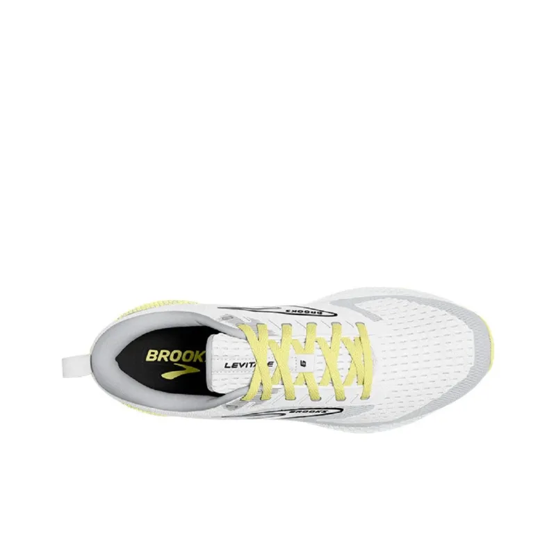 Brooks Levitate GTS Cushioning Breathable Low-Top Athletic Shoes Women's White Yellow-4