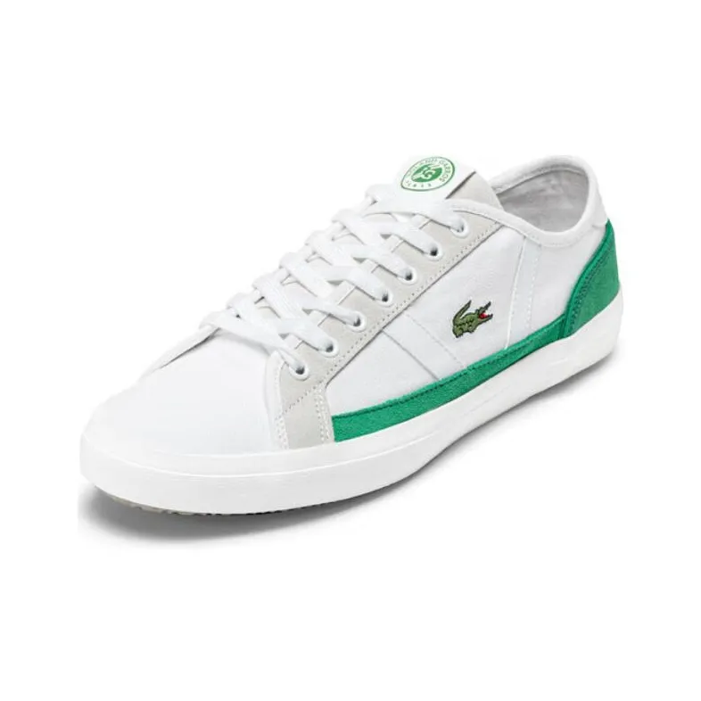LACOSTE Low Top Skateboard Shoes Men's White Green-2