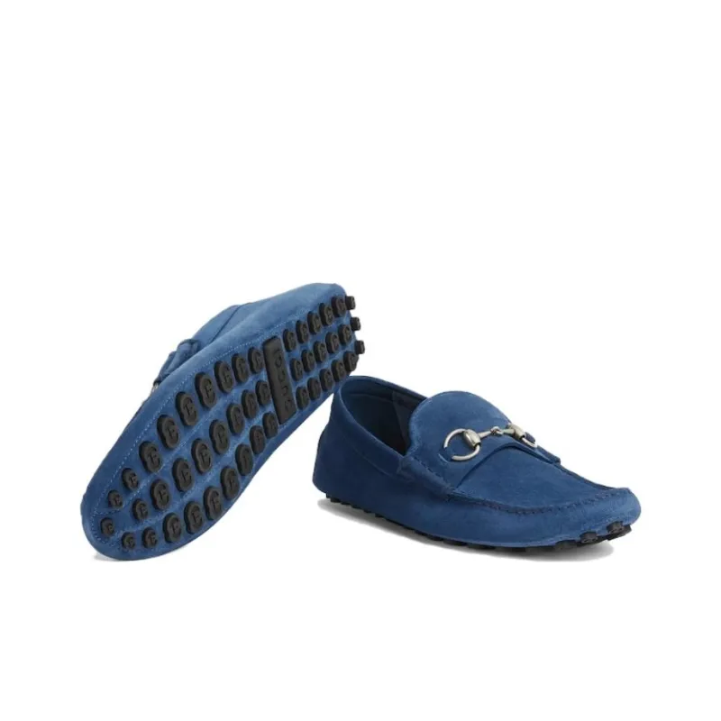 GUCCI Horsebit Beanie Shoes Men's Blue-4