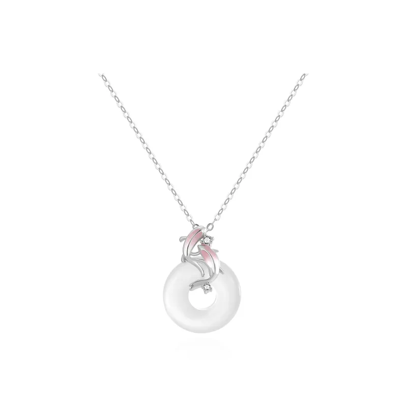 HOLLY RYAN Chalcedony New Chinese Style Peace Buckle Jade Necklace Women's-0
