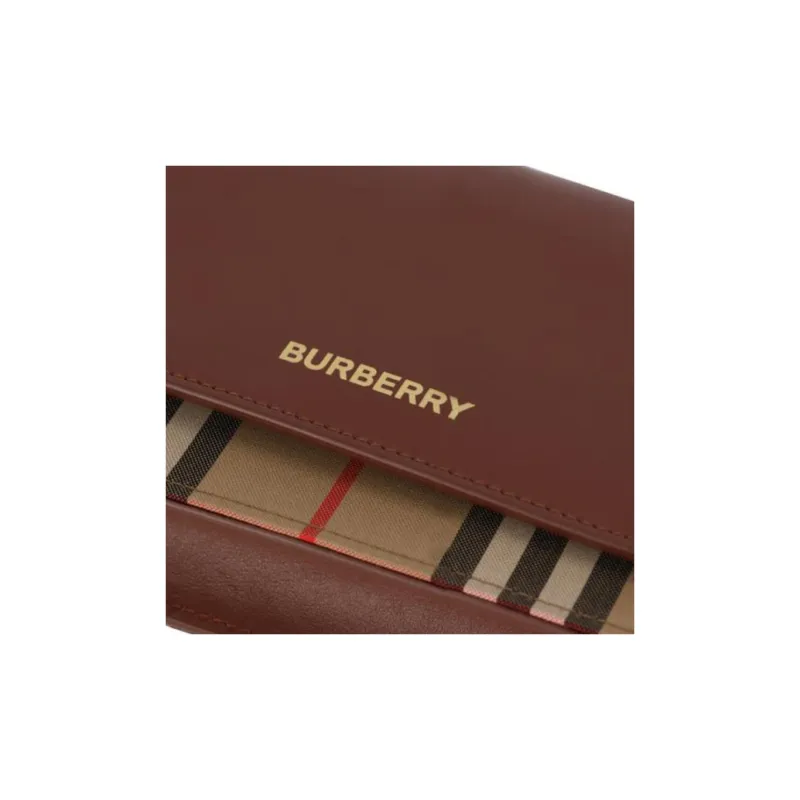 Burberry Cow Leather Shoulder Bag, Crossbody Bag Women's Brown-5