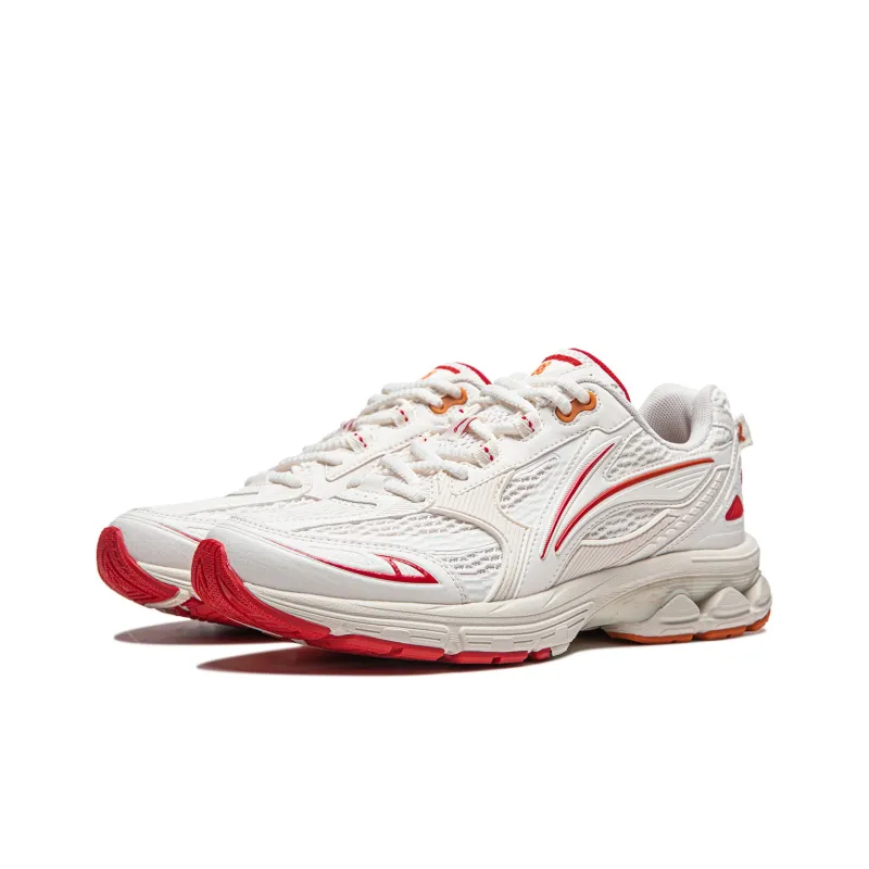 LiNing Shake 2.0 Cushioning Slip Resistant And Abrasion Resistant Low Top Casual Running Shoes Women's White Gray Red-2