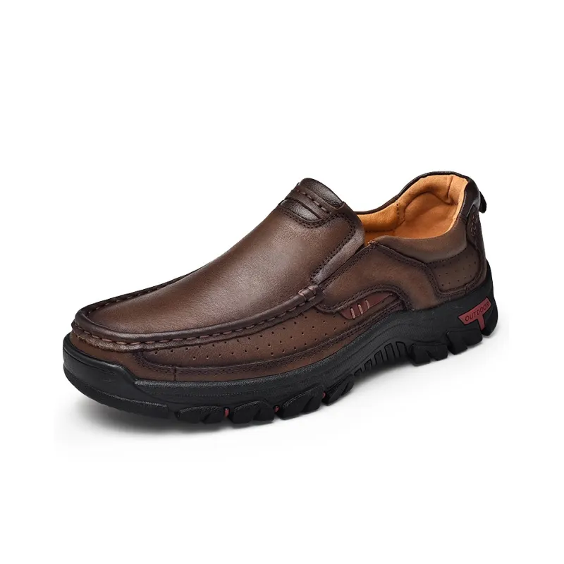 Laoks Men's Casual Shoes Men Low Top Khaki/Dark Brown/Black-7